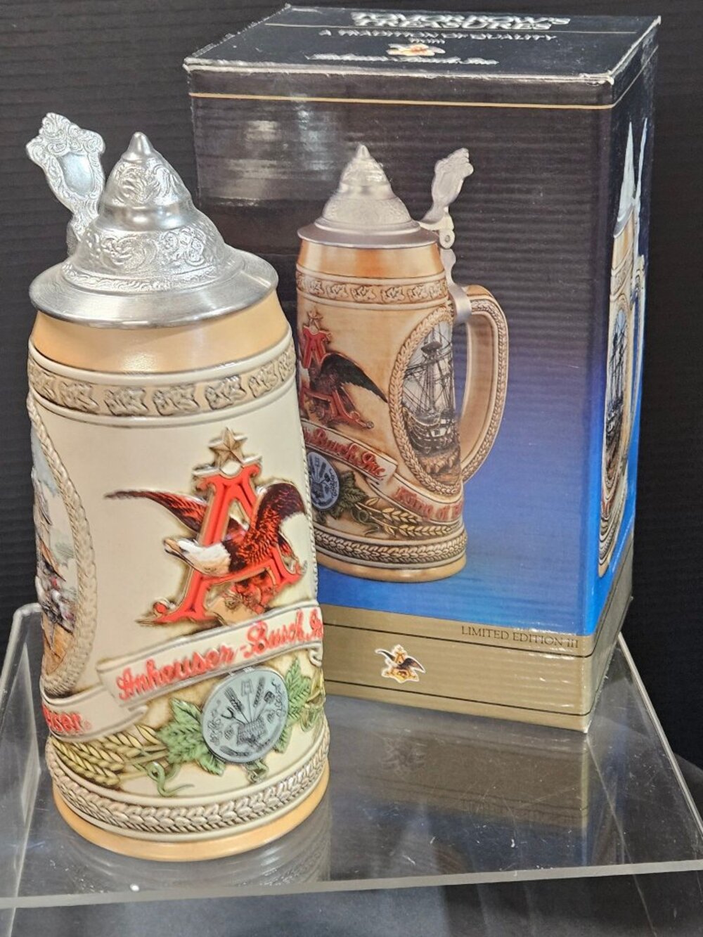 Anheuser-Busch Limited Edition Beer Stein H Series 46163 Lidded Boxed